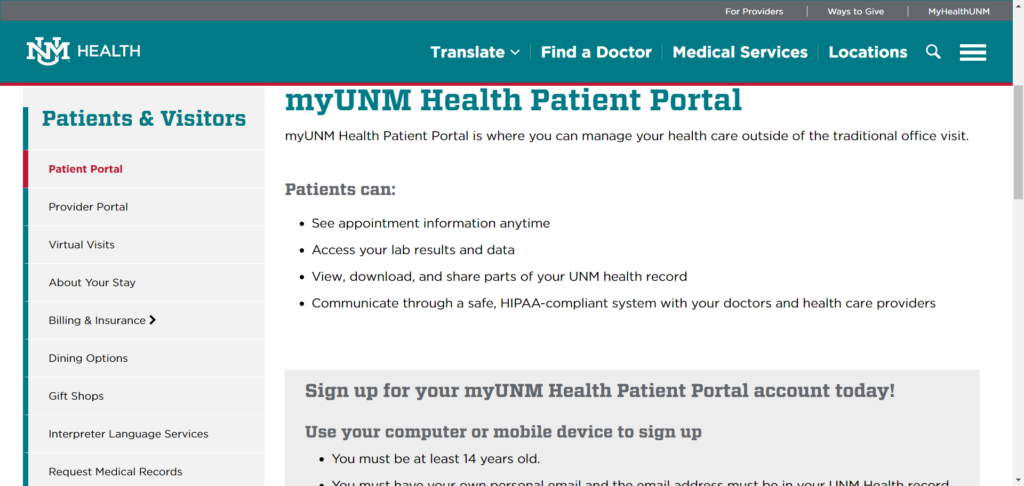 UNM Patient Portal